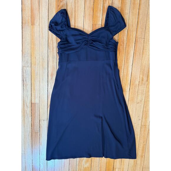 Boden | Navy Blue Cap Sleeve Fit-and-Flare Midi Dress | Size 10 Petite - Picture 12 of 14